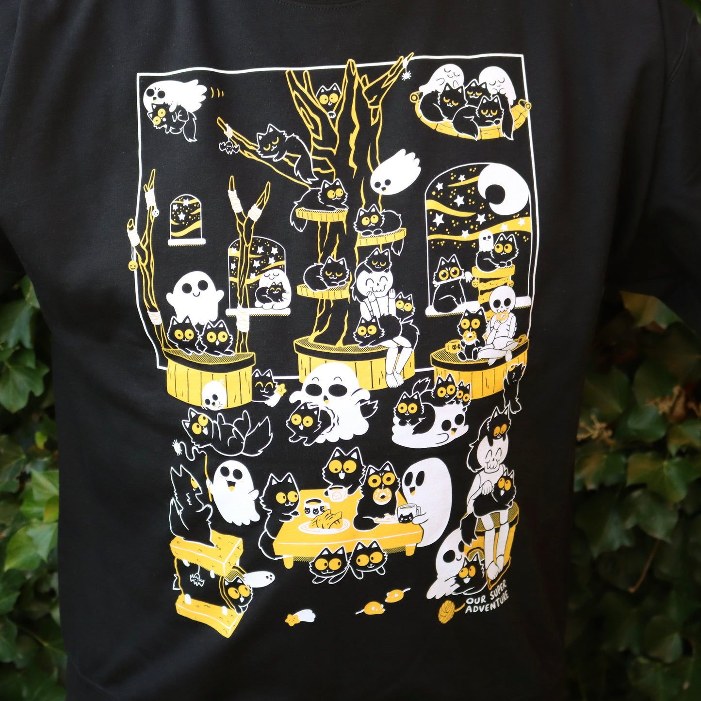 Spooky Cat Cafe Screen-Printed Sweater