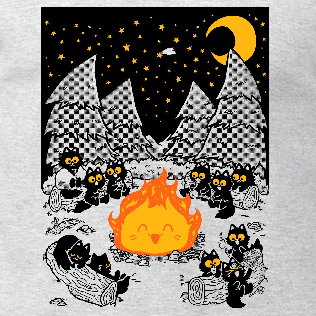 Campfire Cats Screen-Printed Sweater