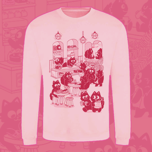Cat Bakery Screen-Printed Sweater (Pink)