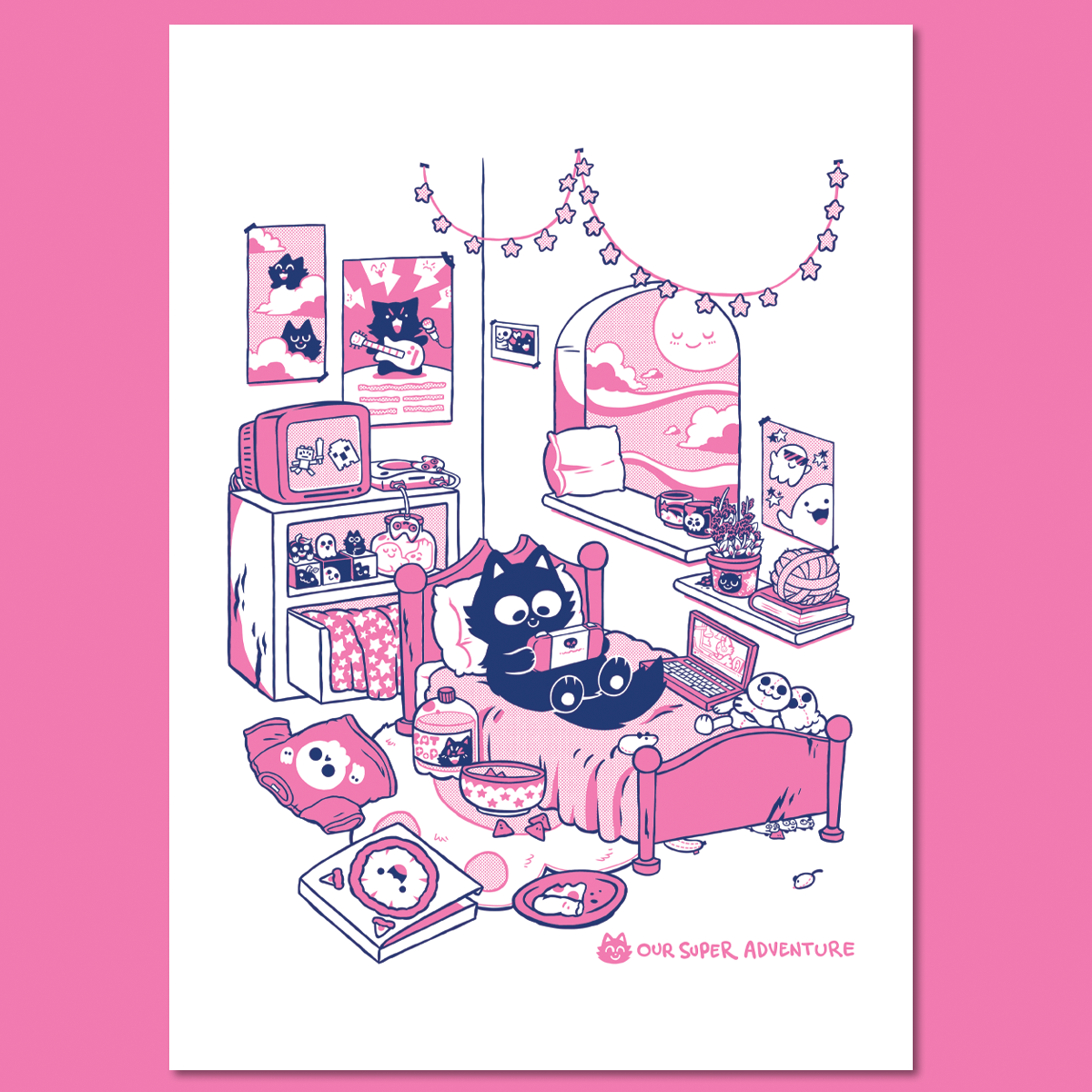 Cat Bedroom A3 Print