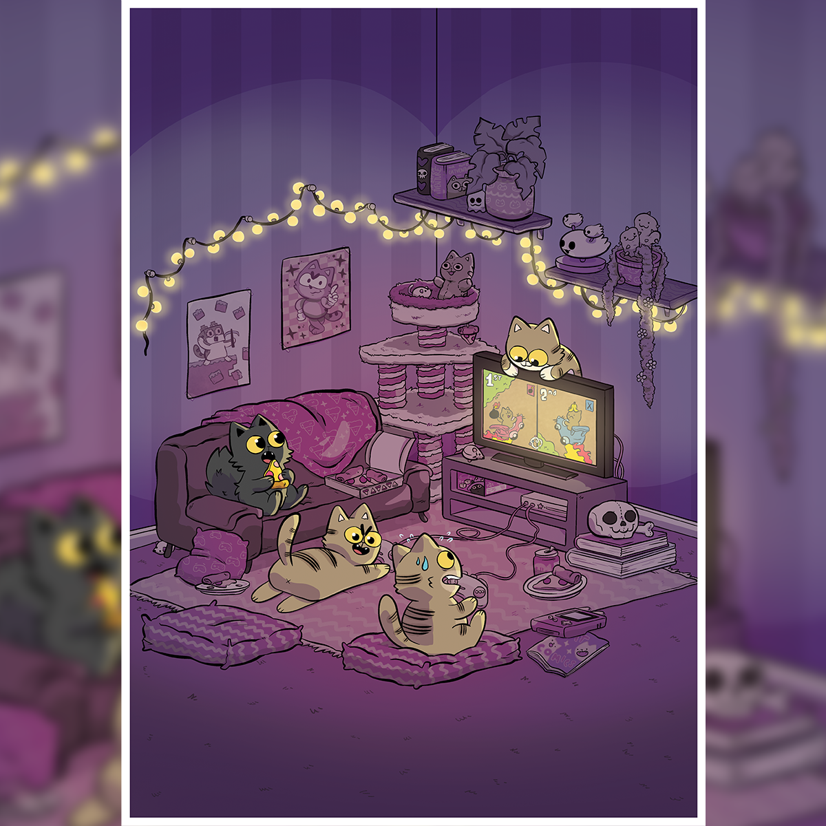 Cat Hangout A3 Print