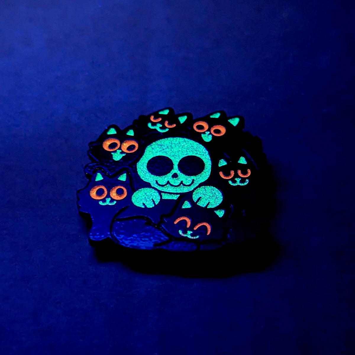 Cat Skeleton Enamel Pin (Glow in the dark)