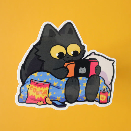 Video Game Cat Hangout Vinyl Sticker