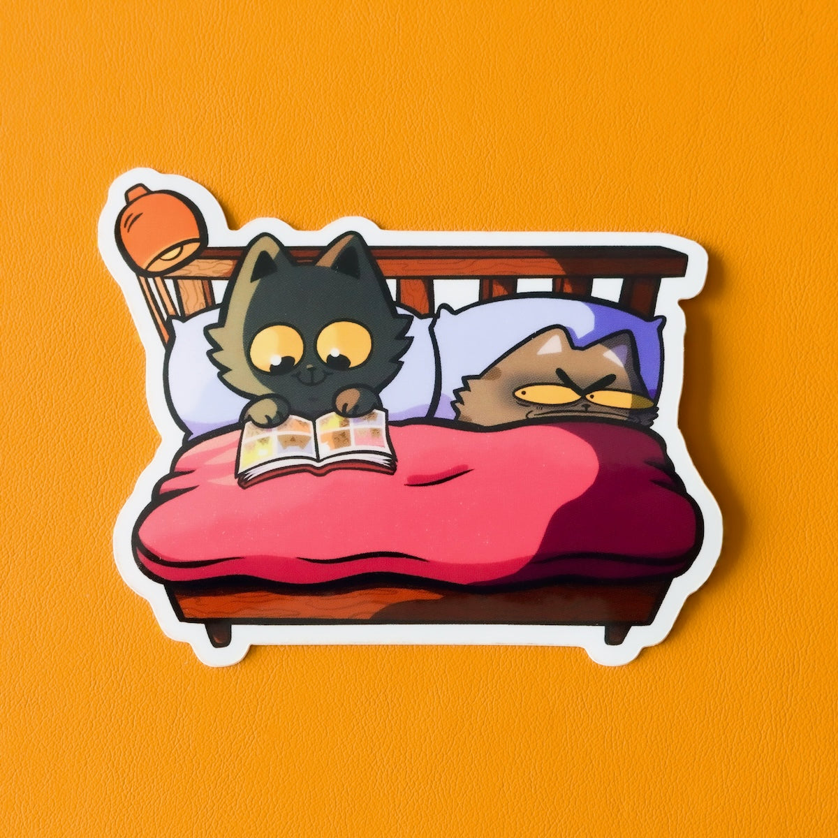 Late Night Bookworm Cat Vinyl Sticker