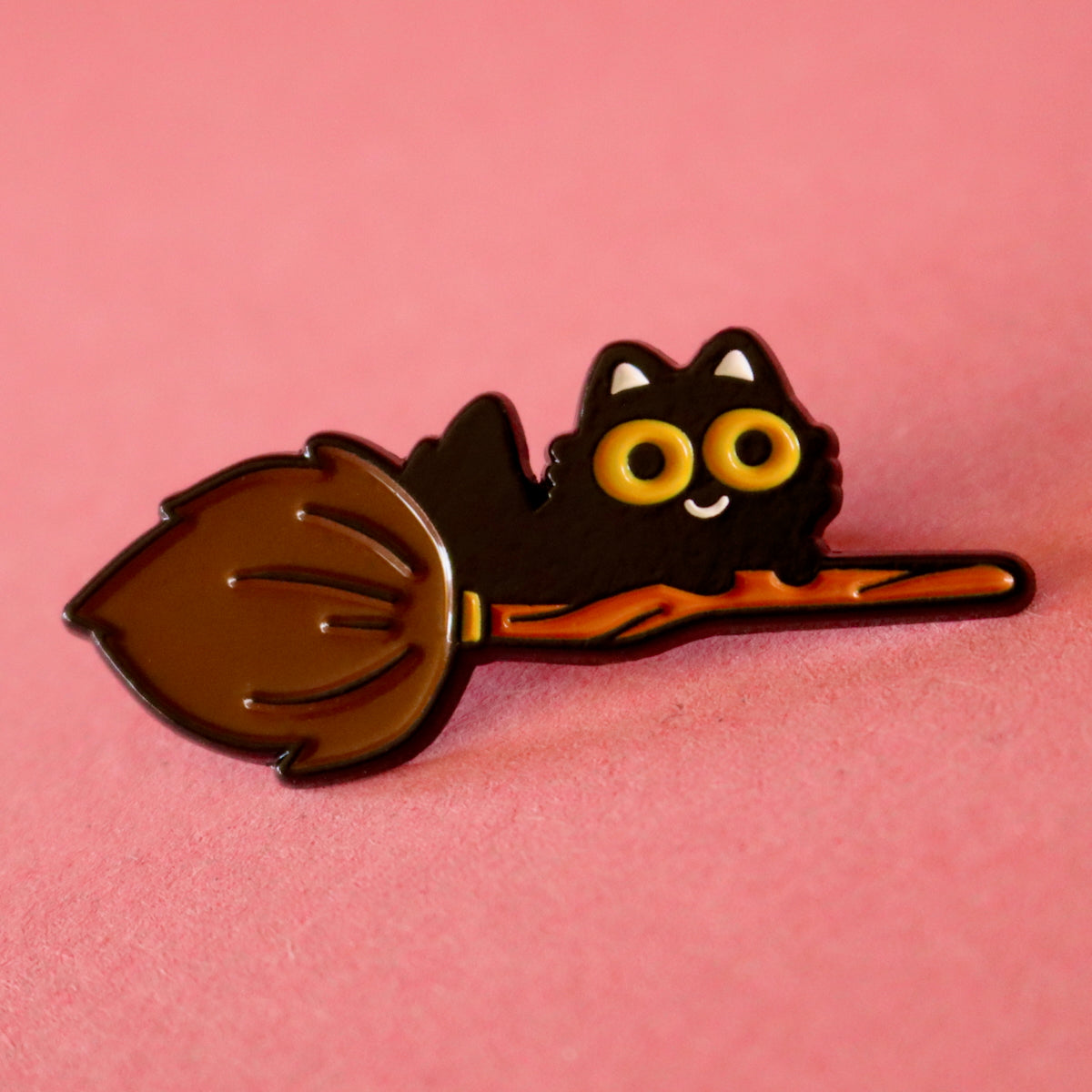 Broomstick Cat Enamel Pin