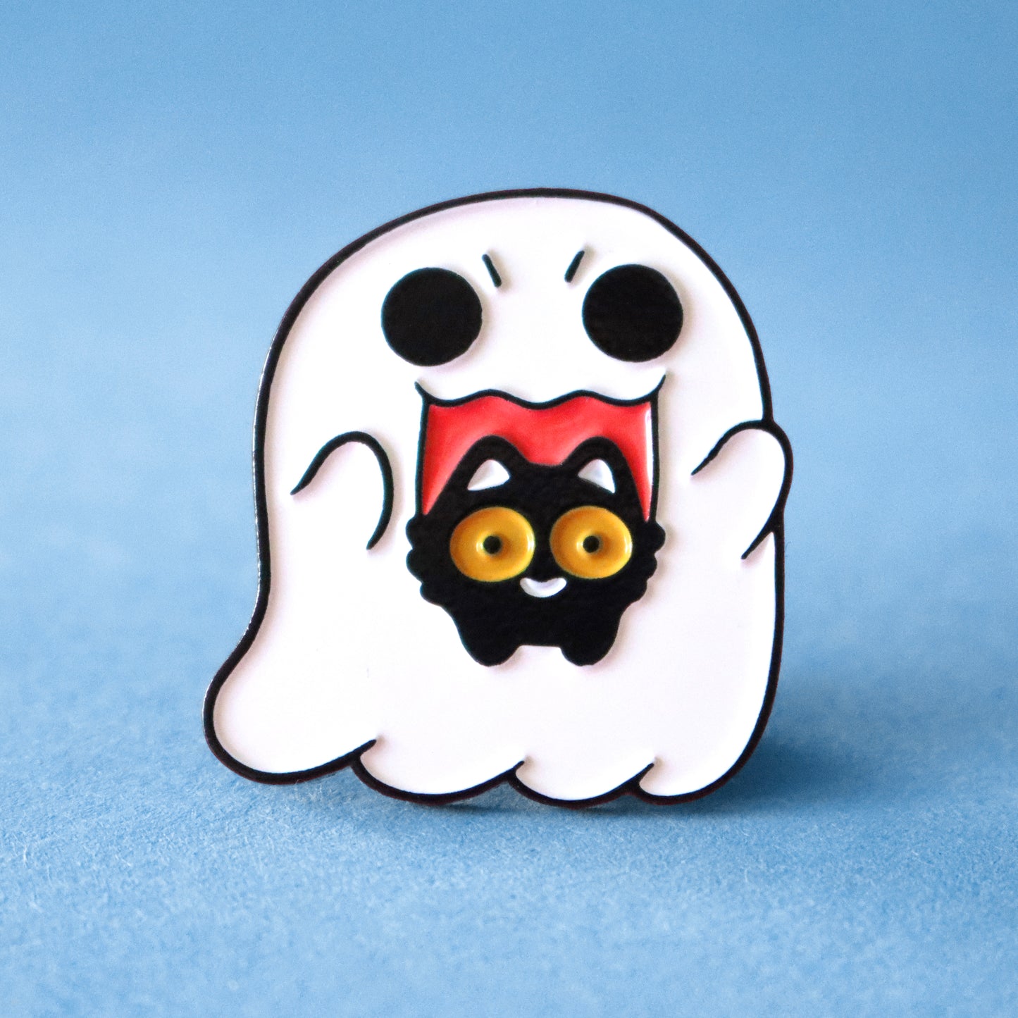 Ghost Mouth Cat Enamel Pin