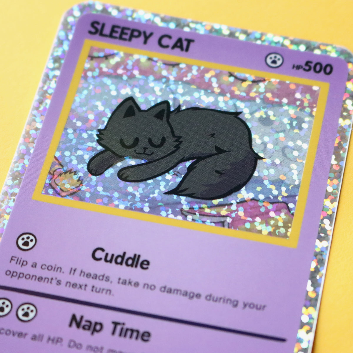 Sleepy Cat Trading Card Vinyl Sticker