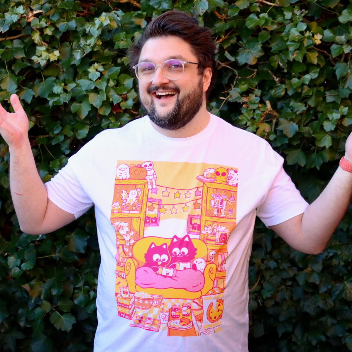 Cosy Cats Screen-Printed T-Shirt