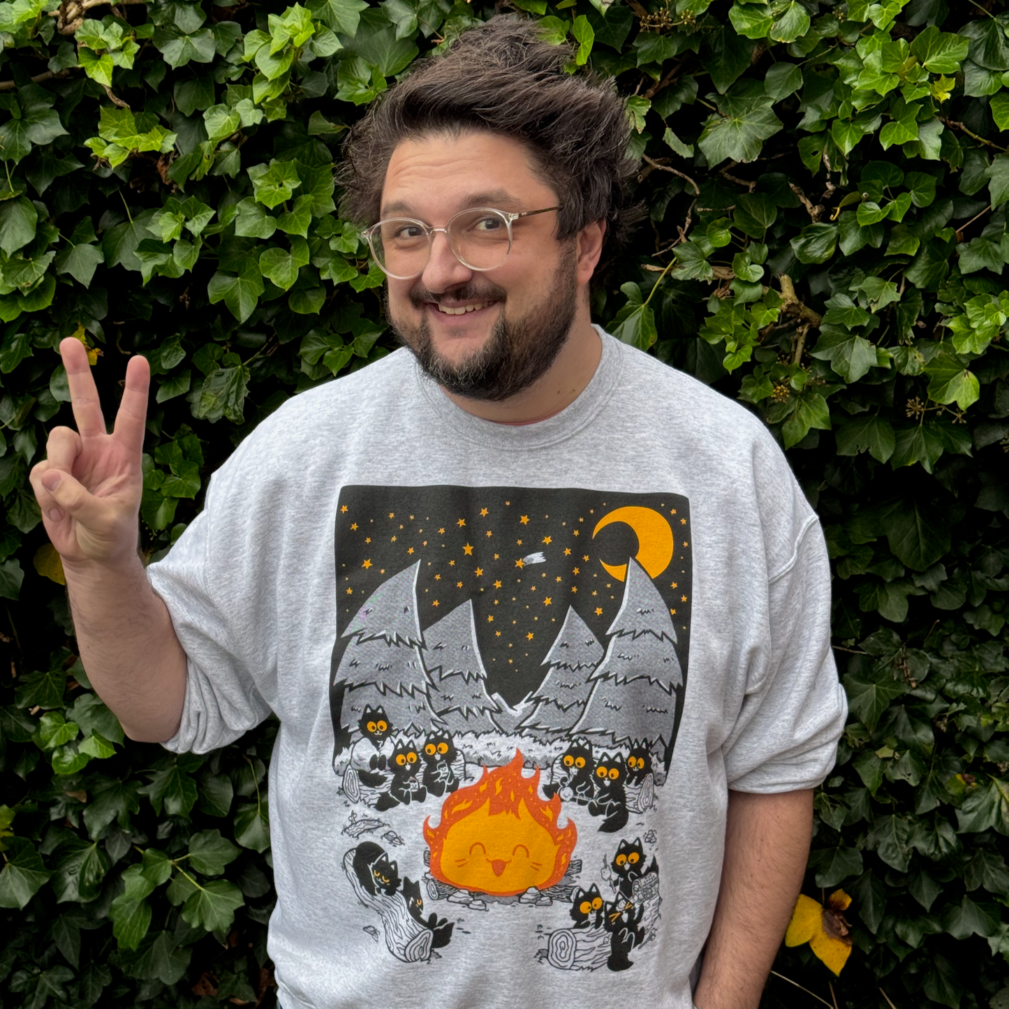 Campfire Cats Screen-Printed Sweater