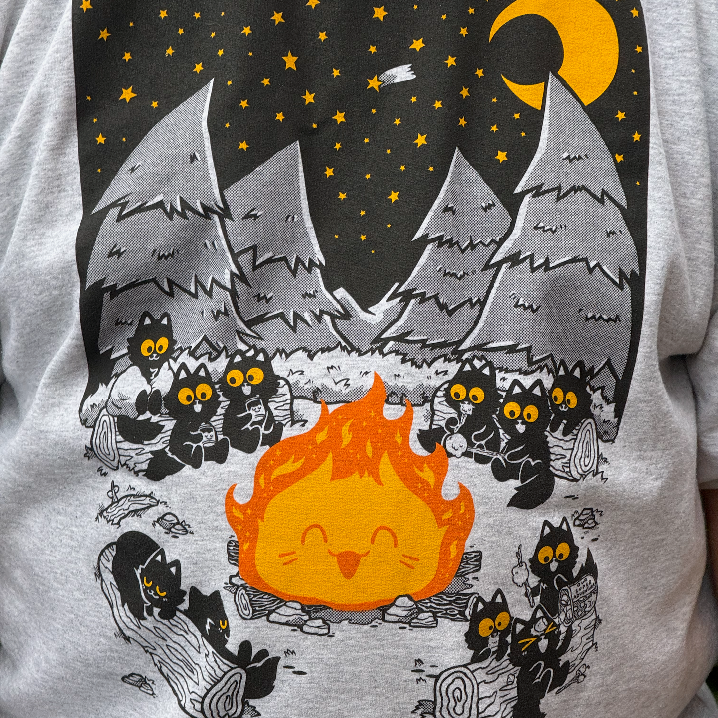 Campfire Cats Screen-Printed Sweater