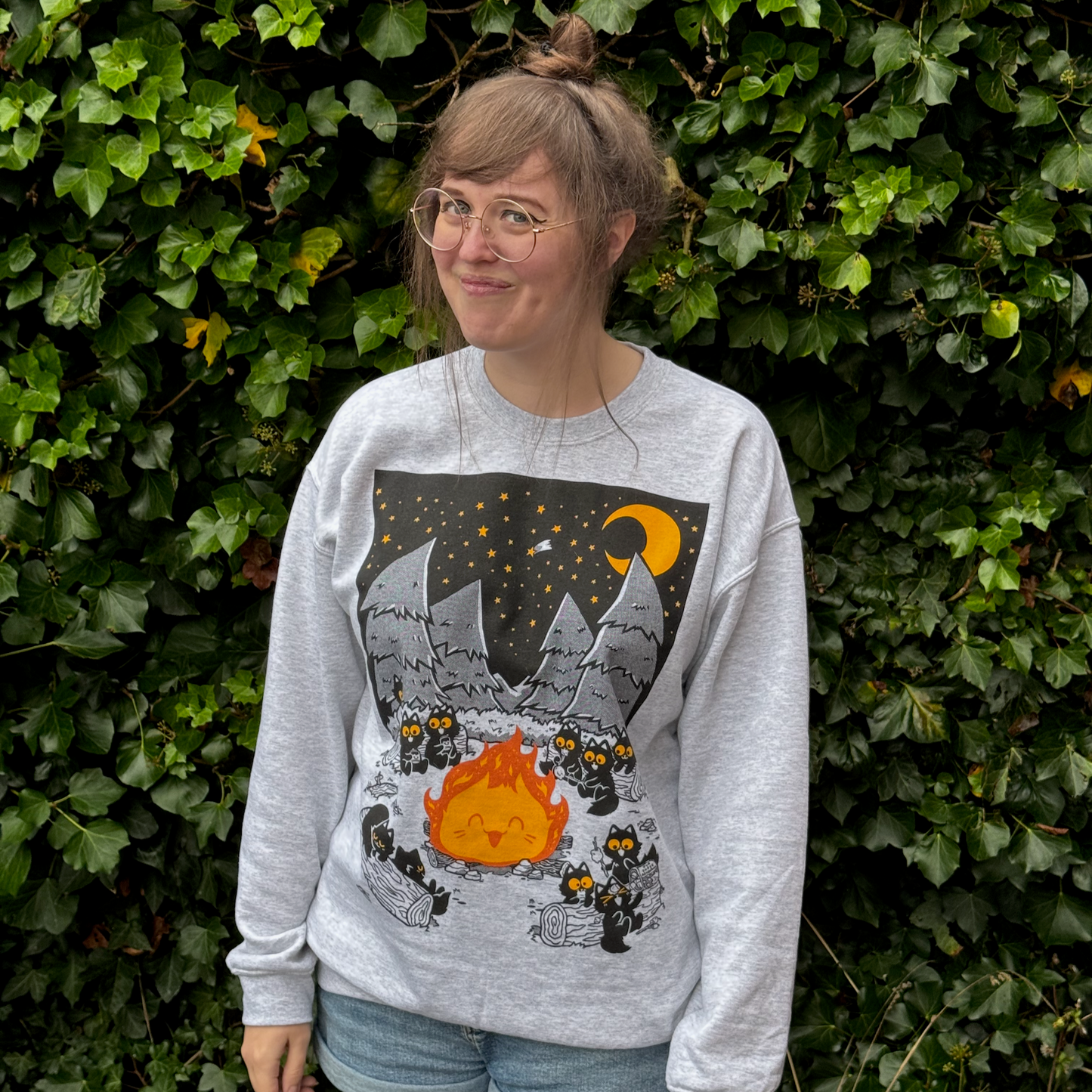 Campfire Cats Screen-Printed Sweater