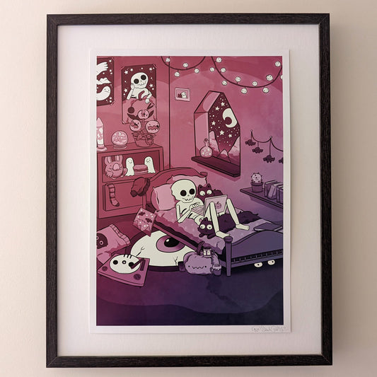 Skeleton Bedroom A3 Print (Glow in the Dark)