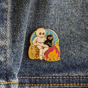 Skeleton Campfire Enamel Pin