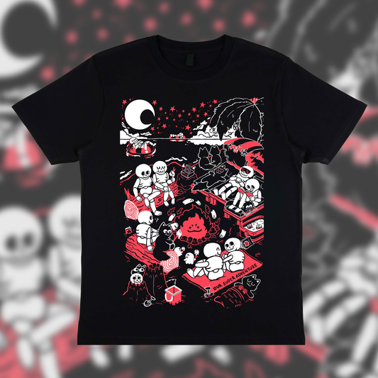 Skeleton Beach Party Screen-Printed T-Shirt