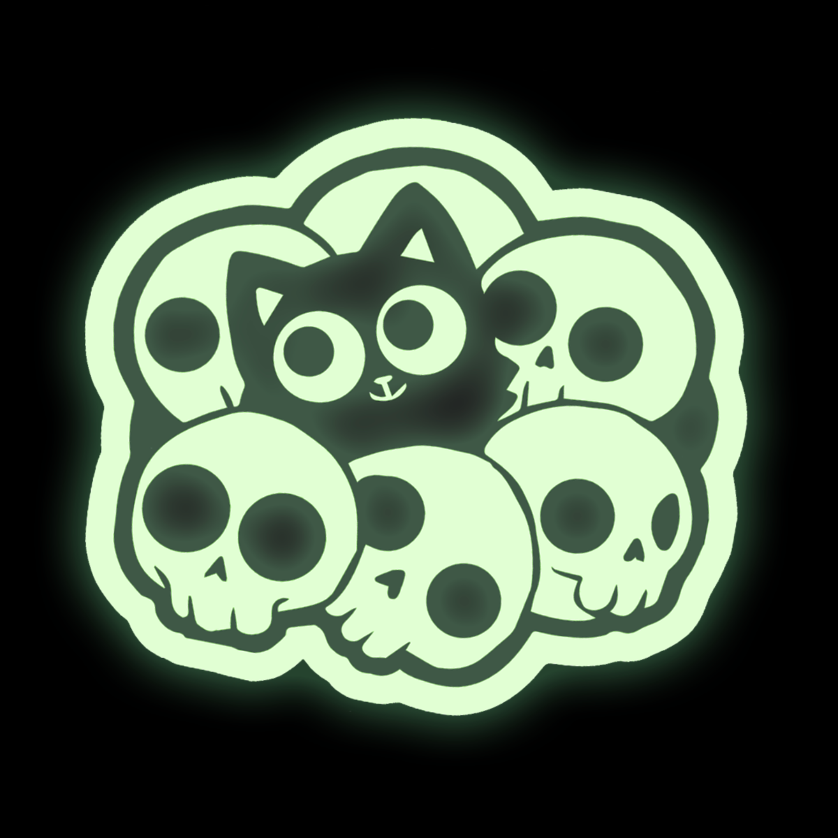 Skull Cat Glow In The Dark Vinyl Sticker