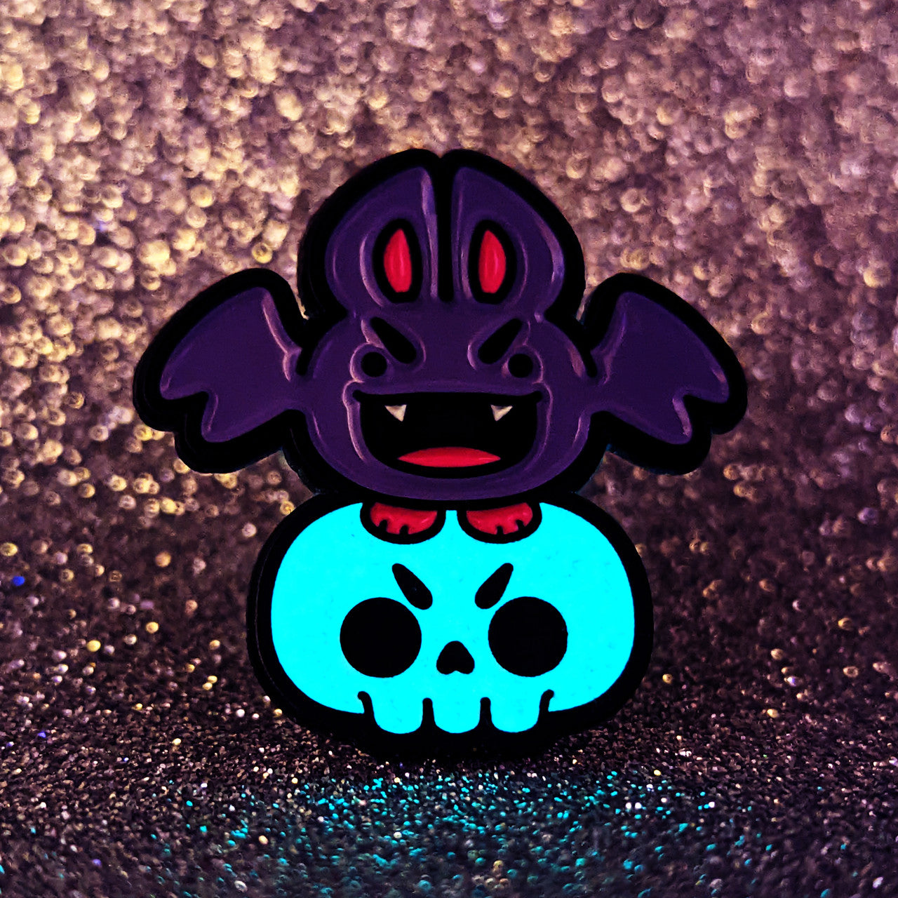 Skull Bat Enamel Pin (Glow in the dark)