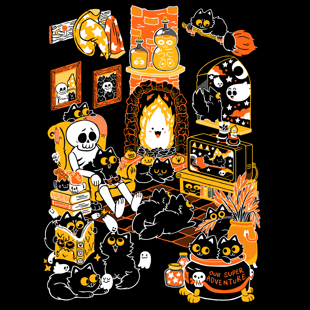 Spooky Hangout Screen-Printed T-Shirt
