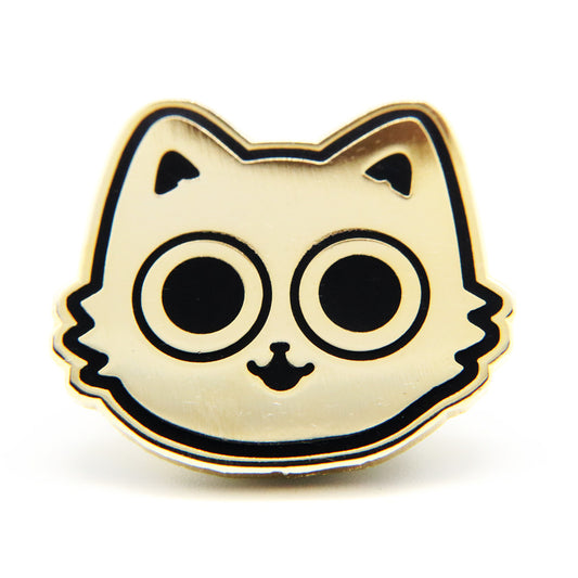 Gold Toby Cat Enamel Pin