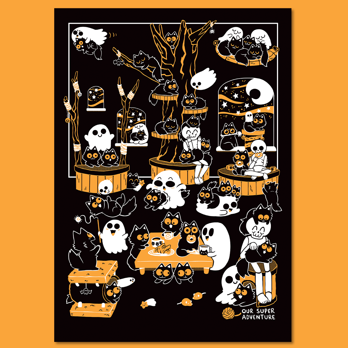 Spooky Cat Café A3 Print