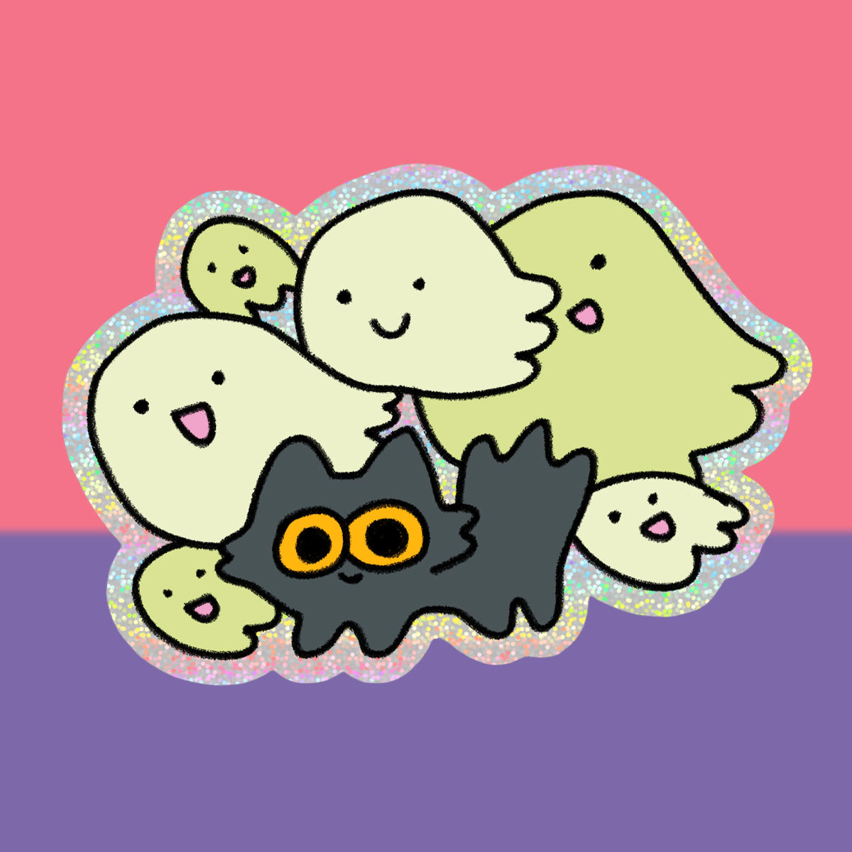 Ghost Cat Holographic Vinyl Sticker