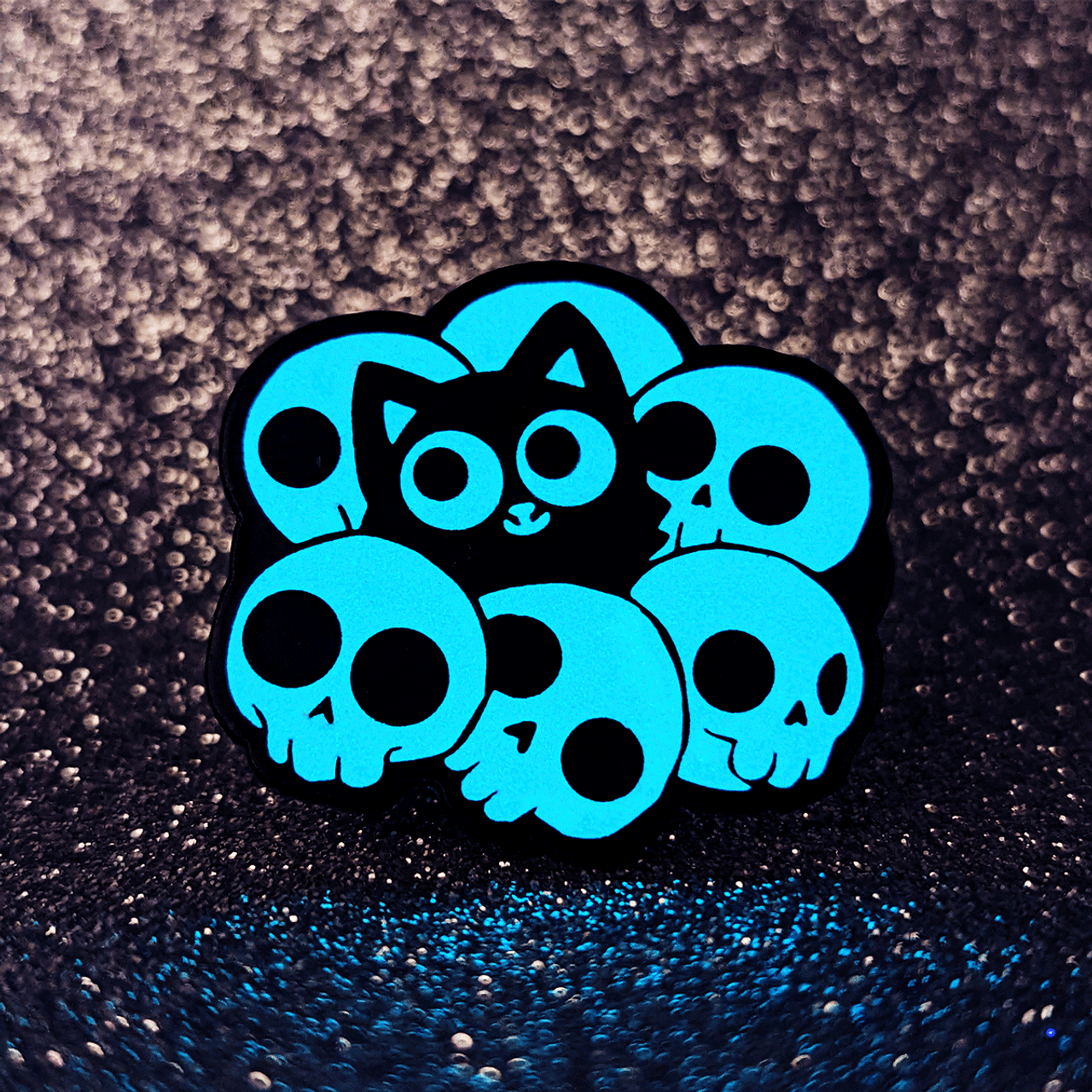 Skull Cat Enamel Pin (Glow in the dark)
