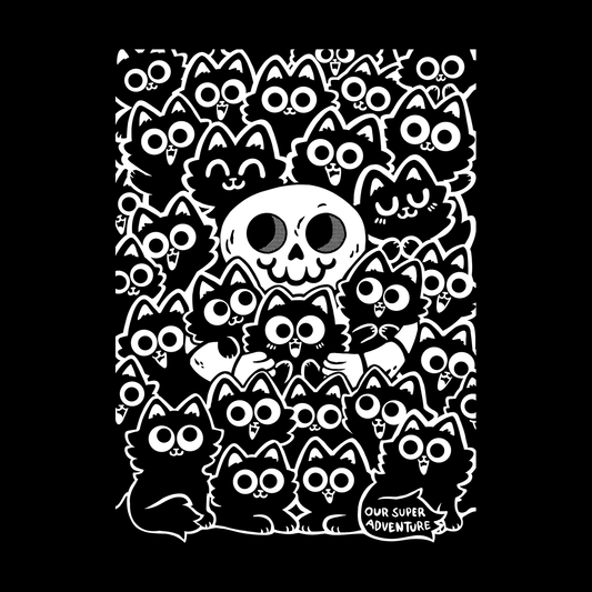 Cat Skeleton Screen-Printed T-Shirt