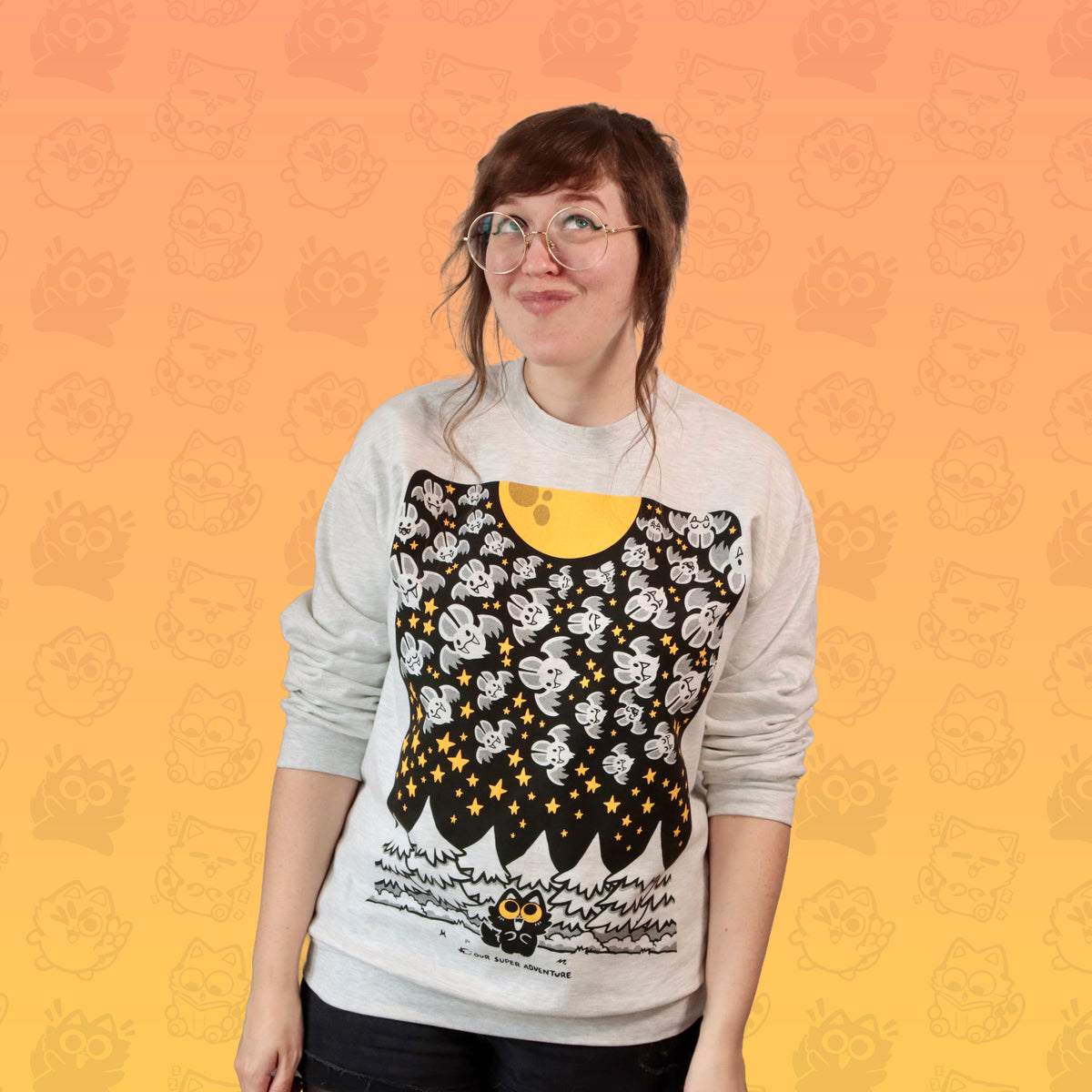 Night Bats Screen-Printed Sweater