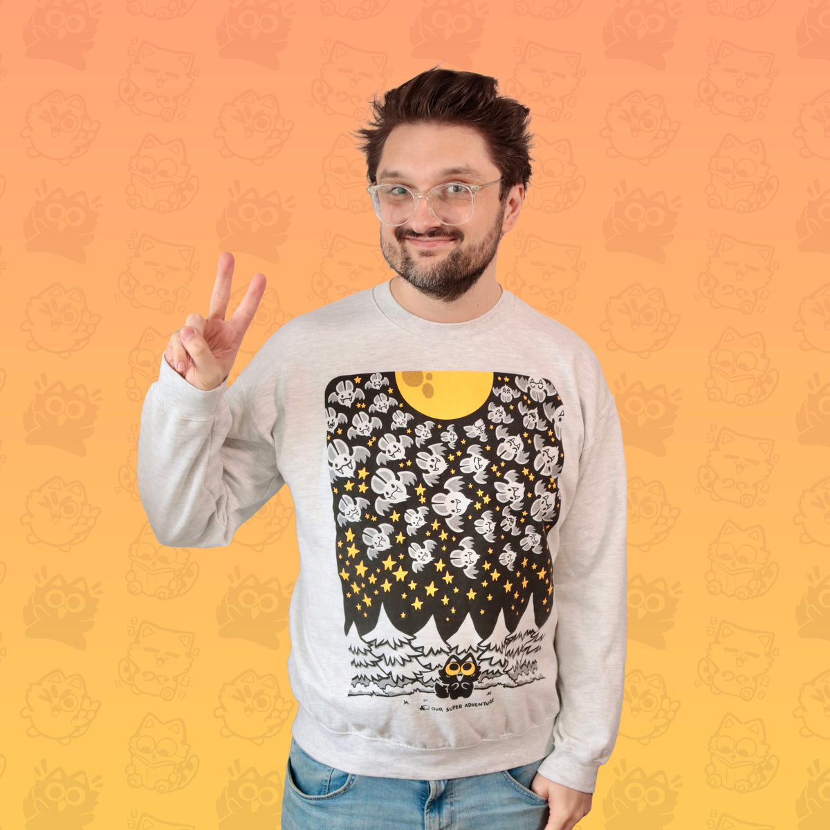 Night Bats Screen-Printed Sweater
