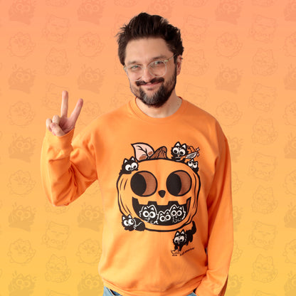 Pumpkin Cats Screen-Printed Sweater