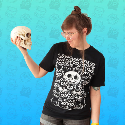 Cat Skeleton Screen-Printed T-Shirt