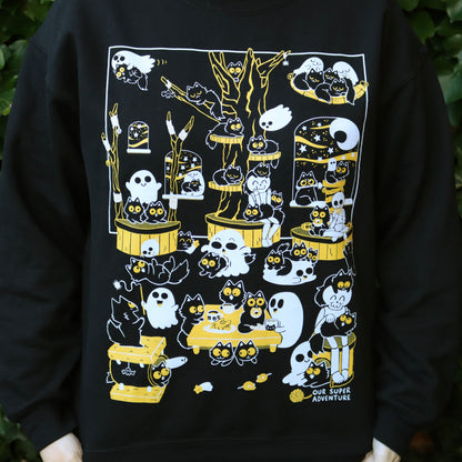 Spooky Cat Cafe Screen-Printed Sweater