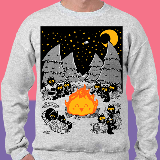 Campfire Cats Screen-Printed Sweater