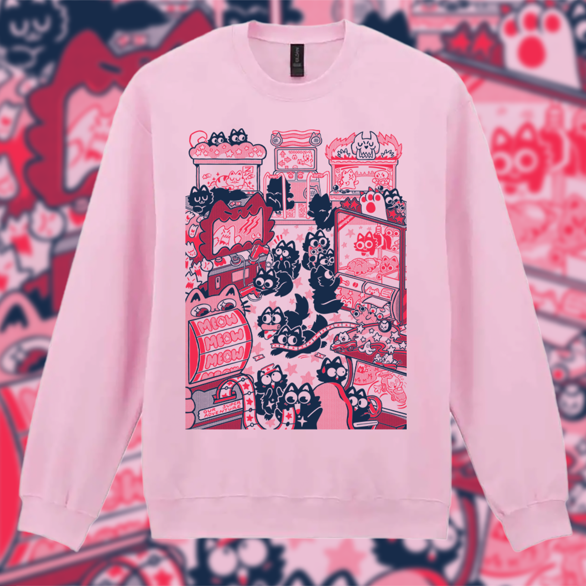 Cat Arcade Screen-Printed Sweater