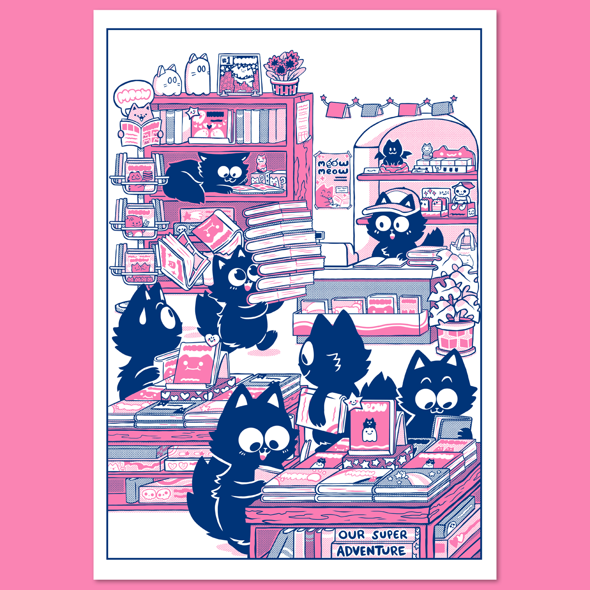 Cat Bookshop Print