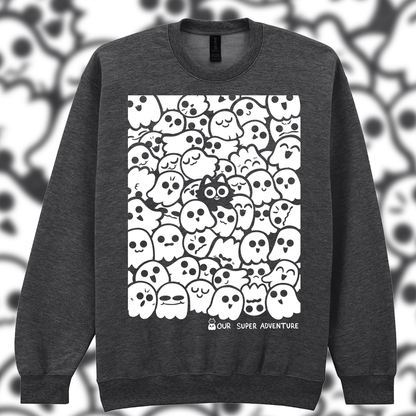 Ghost Cat Glow in the Dark Screen-Printed Sweater