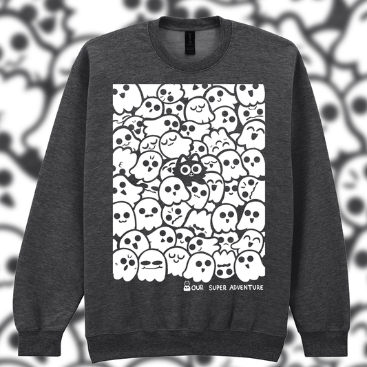 Ghost Cat Glow in the Dark Screen-Printed Sweater