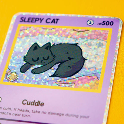 Sleepy Cat Trading Card Vinyl Sticker