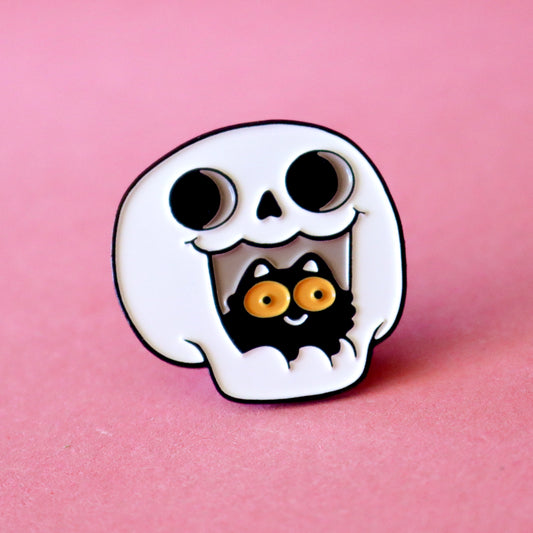 Skull Mouth Cat Enamel Pin