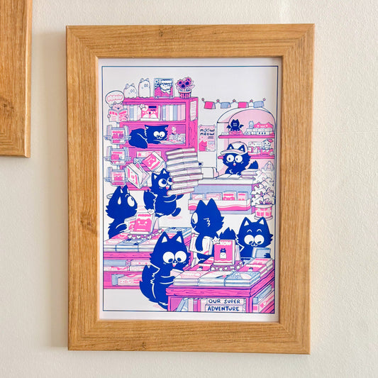 Cat Bookshop Print
