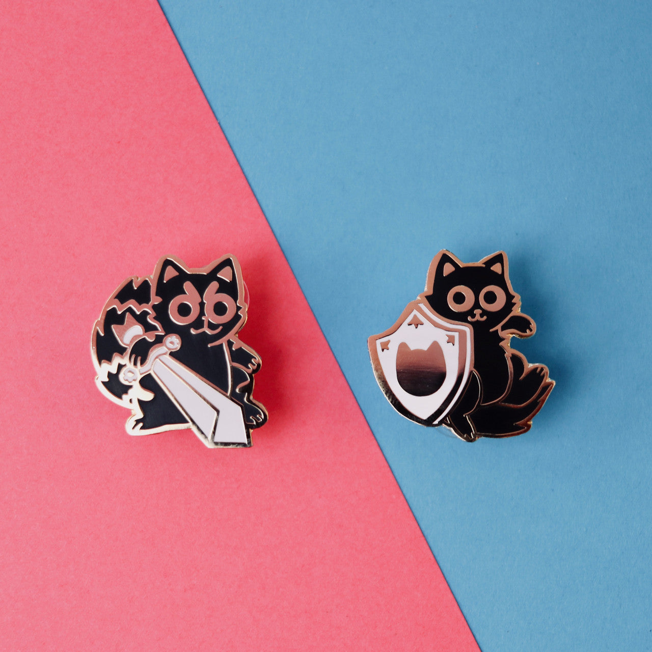 Sword and Shield Cats (Two Enamel Pin Set)