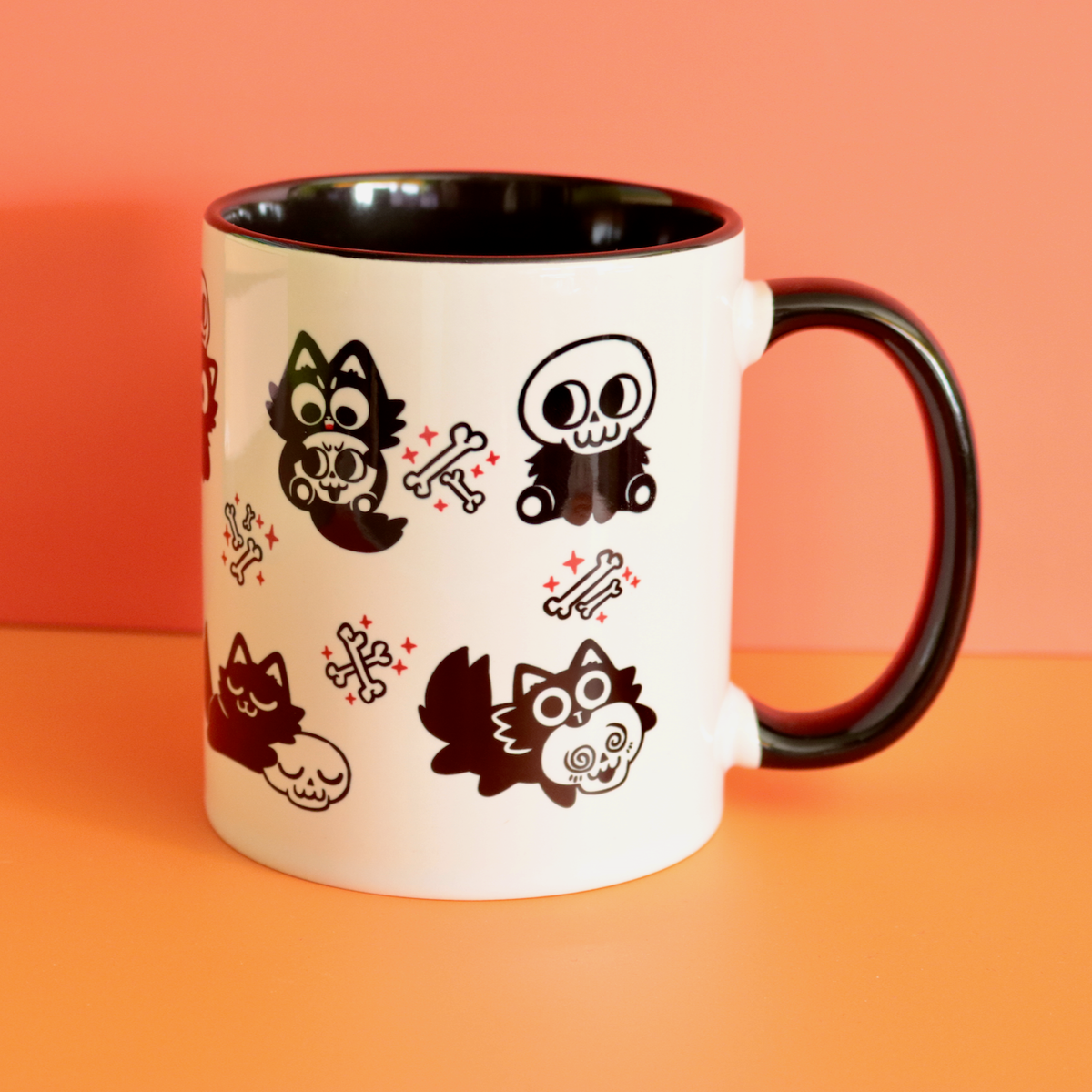 Playful Skull Cats Ceramic Mug