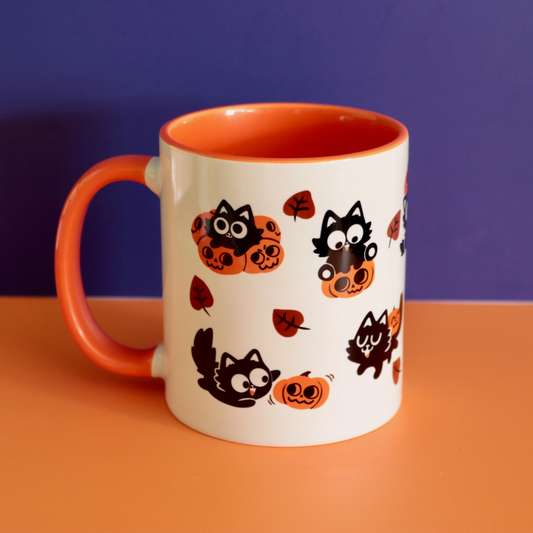 Playful Pumpkin Cats Ceramic Mug