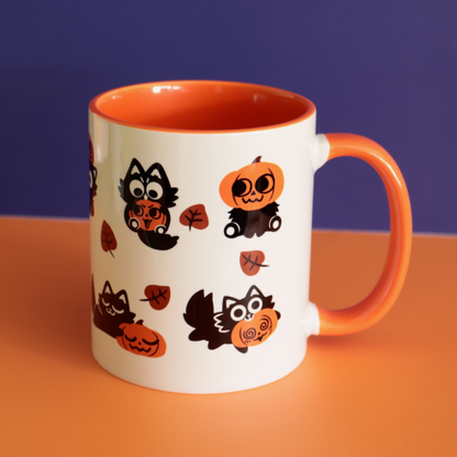 Playful Pumpkin Cats Ceramic Mug