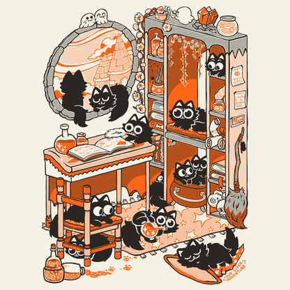 Magical Cats Screen-Printed Sweater (Pre-order)