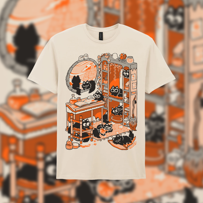 Magical Cat Hangout Screen-Printed T-Shirt (Pre-order)
