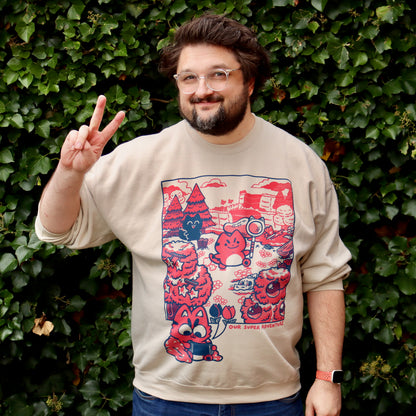 Cosy Gamer Cat Screen-Printed Sweater