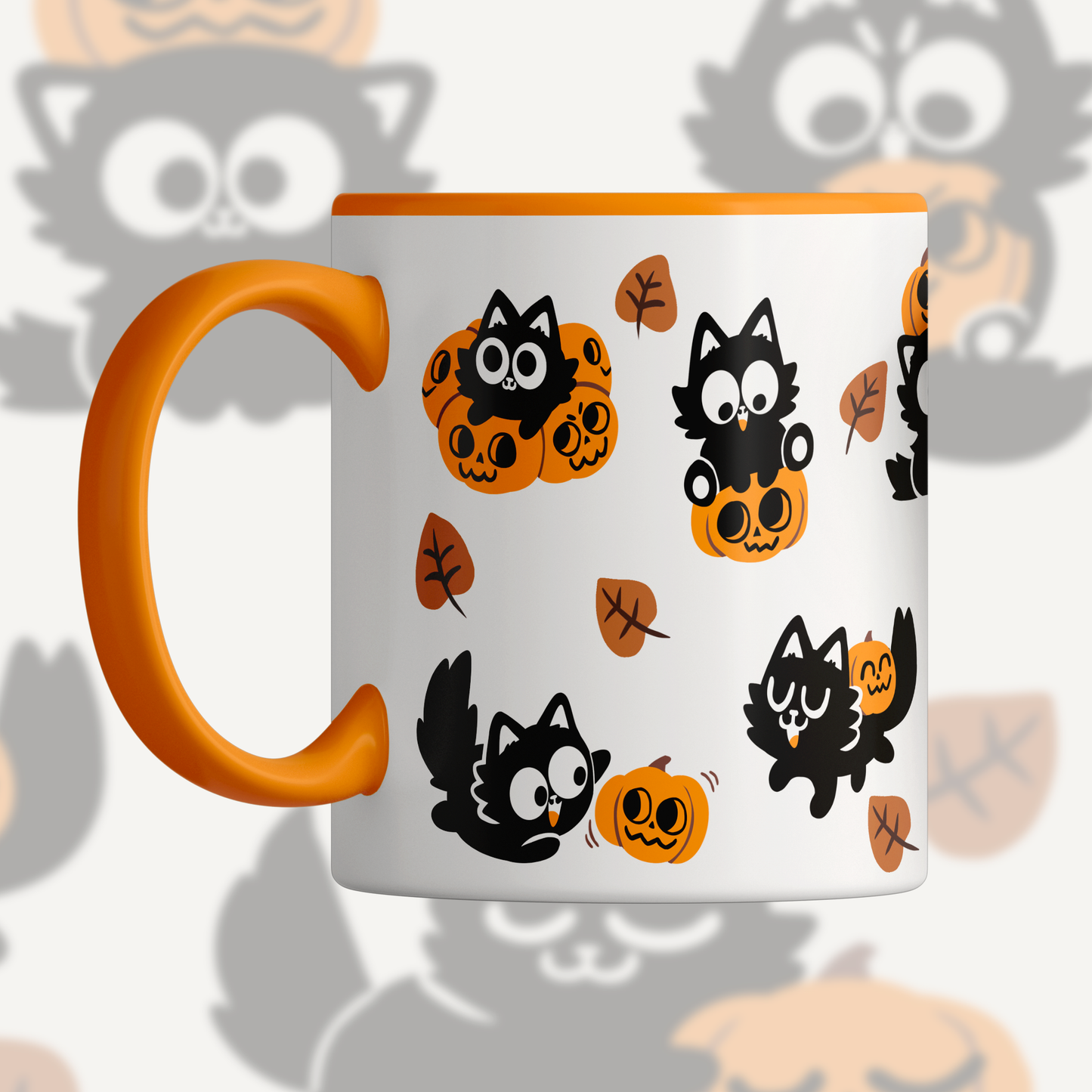 Playful Pumpkin Cats Ceramic Mug