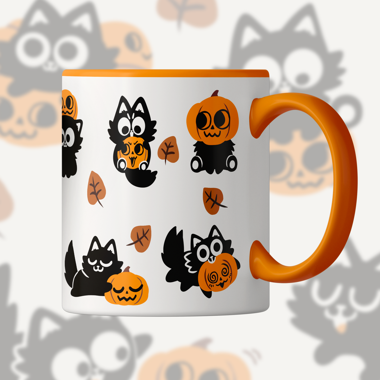 Playful Pumpkin Cats Ceramic Mug