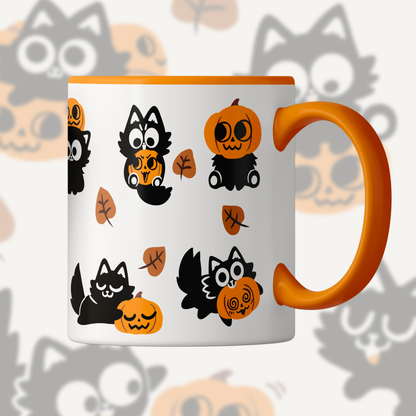 Playful Pumpkin Cats Ceramic Mug
