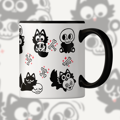 Playful Skull Cats Ceramic Mug
